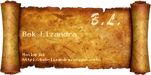 Bek Lizandra névjegykártya